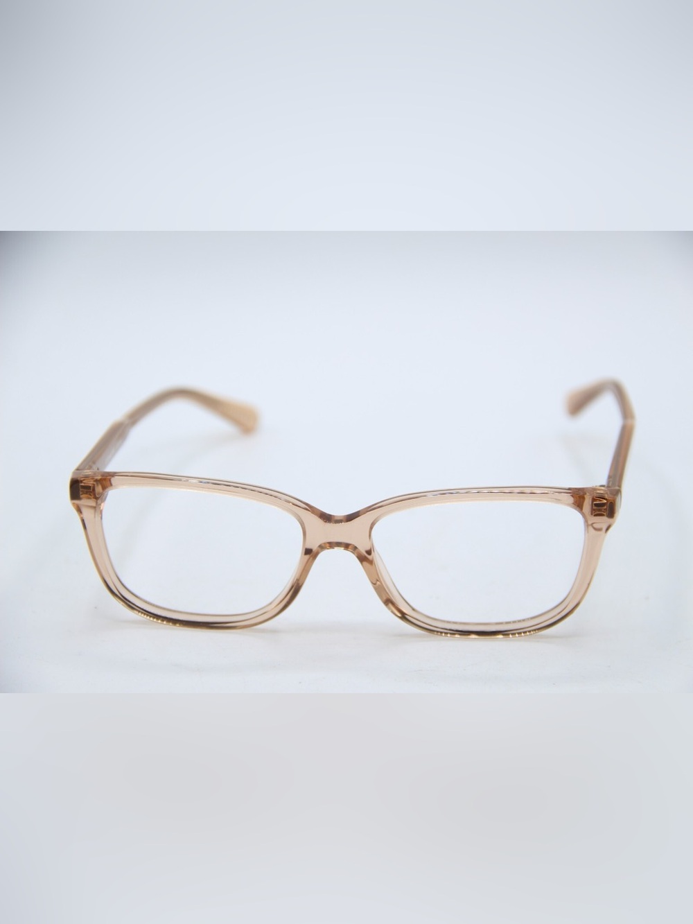Coach Women's Transparent Blush Cat-Eye Frames with Gold Accents